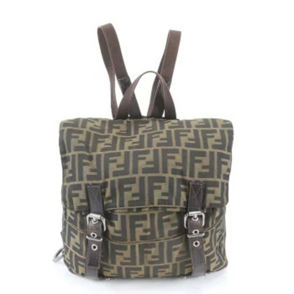 Fendi Zucca leather canvas backpack rucksack shoulder bag WIM